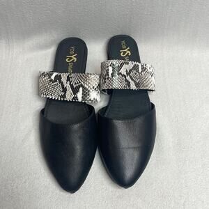 Yosi Samra Black and Snake Print Sandals